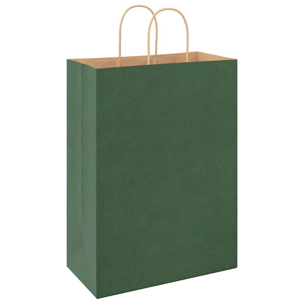 vidaXL Sacchetti di Carta 250 pz con Manici Verdi 32x17x44 cm