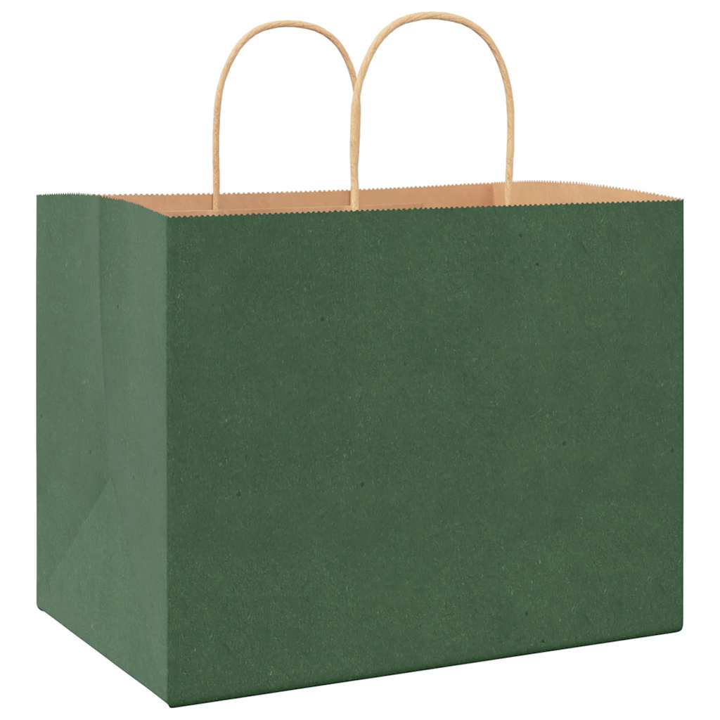 Sacchetti di Carta 250 pz con Manici Verdi 32x22x24 cm 4101735