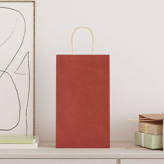 vidaXL Sacchetti di Carta 50 pz con Manici Rossi 21x11x36 cm