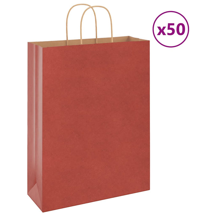 Sacchetti di Carta 50 pz con Manici Rossi 32x12x42 cm