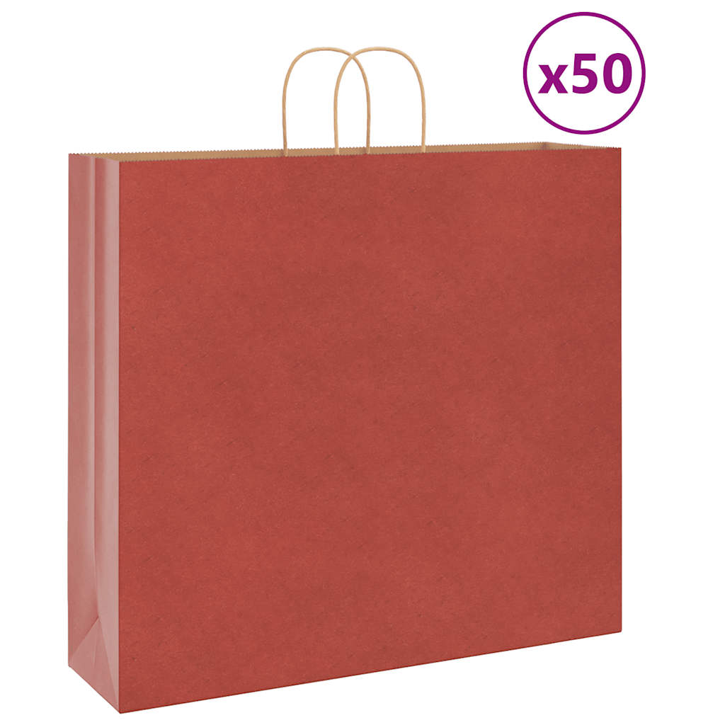 Sacchetti di Carta 50 pz con Manici Rossi 54x15x49 cm