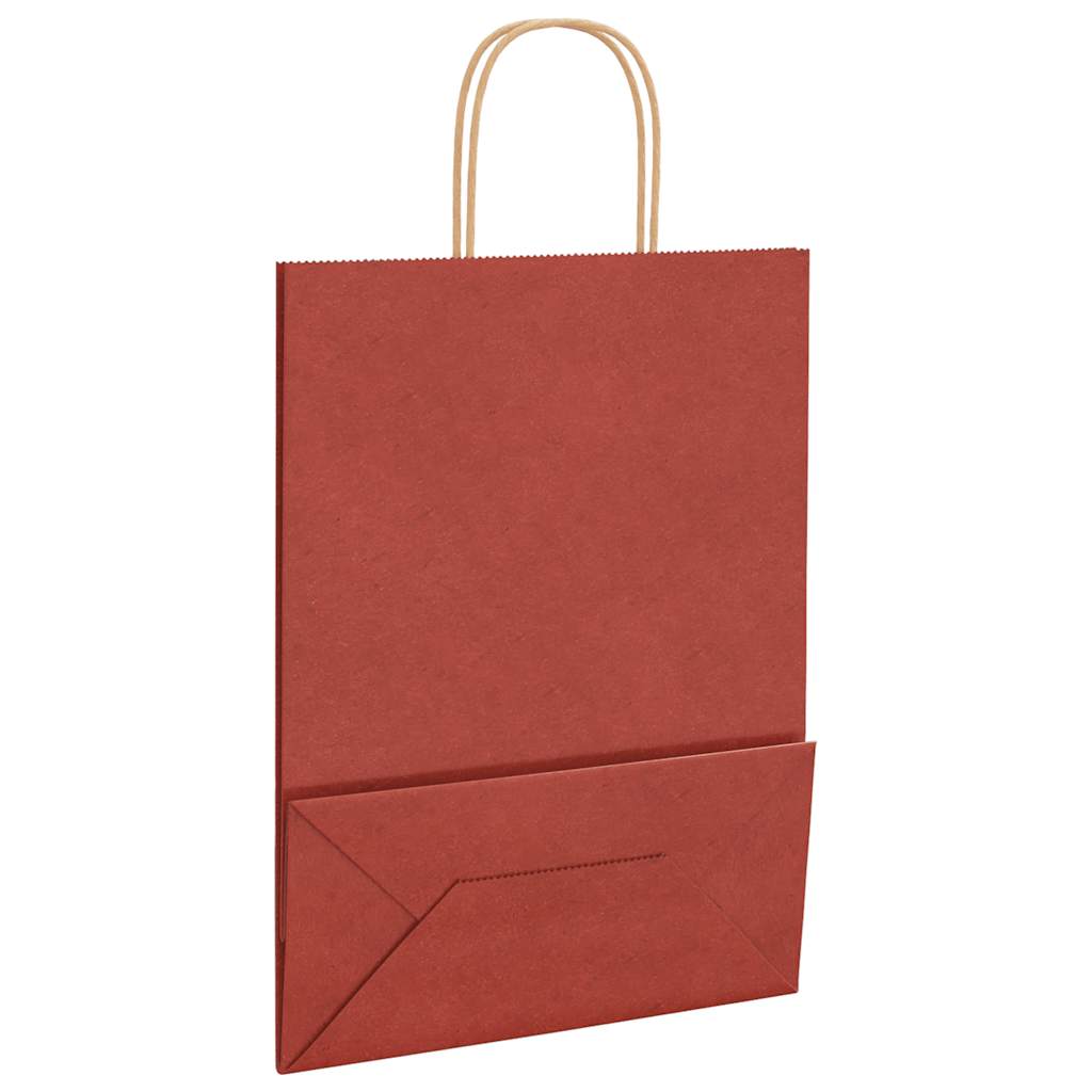 Sacchetti di Carta 250 pz con Manici Rossi 26x12x35 cm 4101758