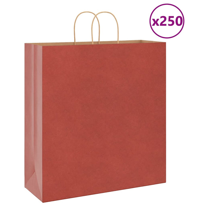 Sacchetti di Carta 250 pz con Manici Rossi 45x17x48 cm