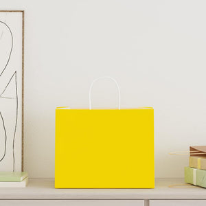 vidaXL Sacchetti di Carta 50 pz con Manici Gialli 32x22x24 cm