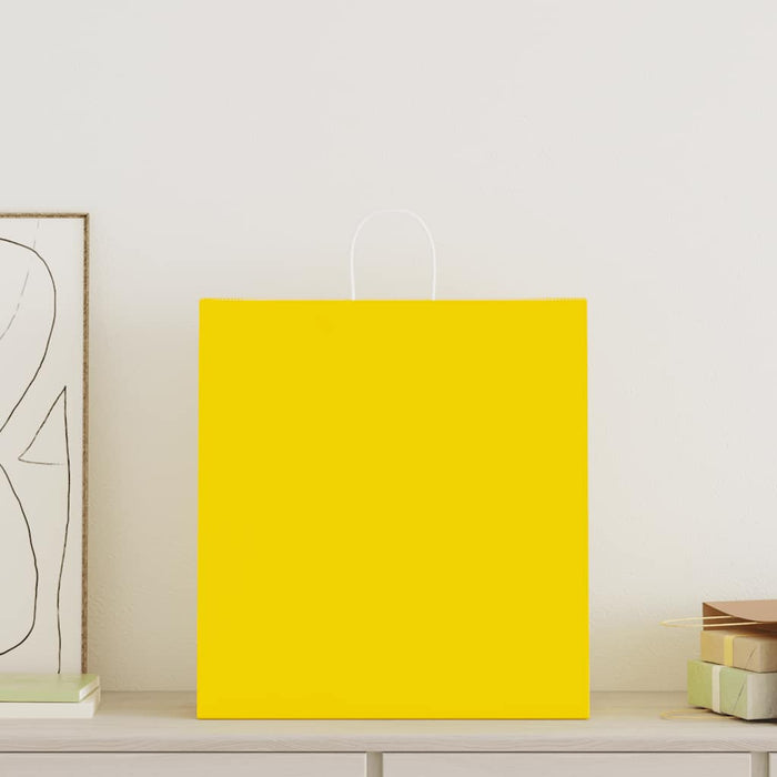 Sacchetti di Carta 50 pz con Manici Gialli 45x17x48 cm