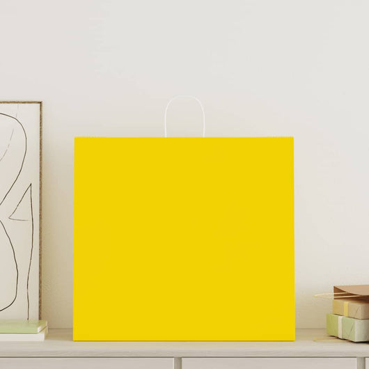 Sacchetti di Carta Kraft 50 pz con Manici Gialli 54x15x49 cm 4101780