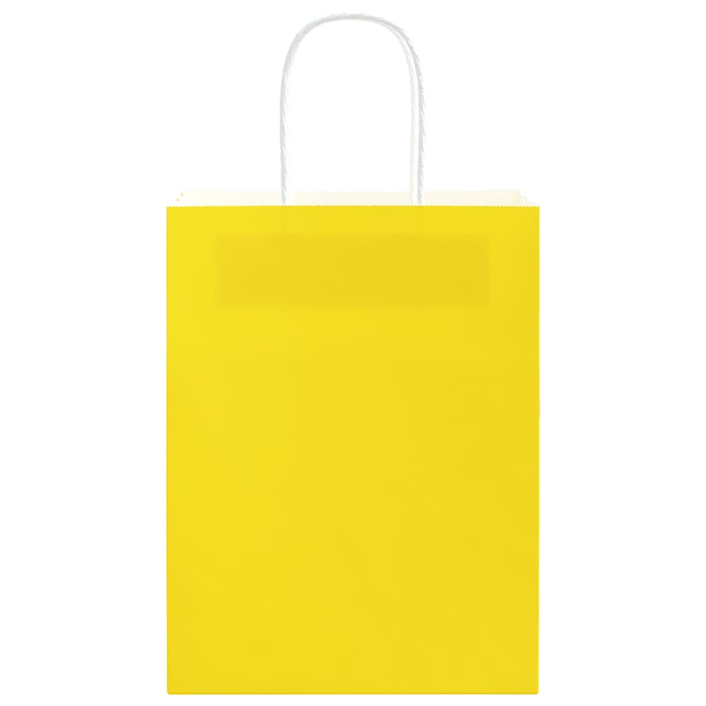 vidaXL Sacchetti di Carta 250 pz con Manici Gialli 21x11x28 cm