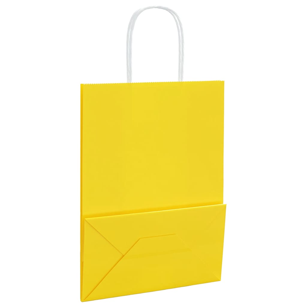 vidaXL Sacchetti di Carta 250 pz con Manici Gialli 21x11x28 cm