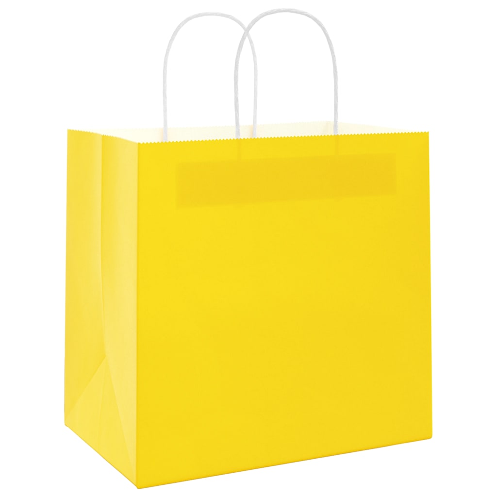 Sacchetti di Carta 250 pz con Manici Gialli 21x11x36 cm 4101785