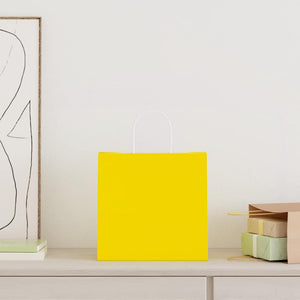 Sacchetti di Carta 250 pz con Manici Gialli 26x17x25 cm