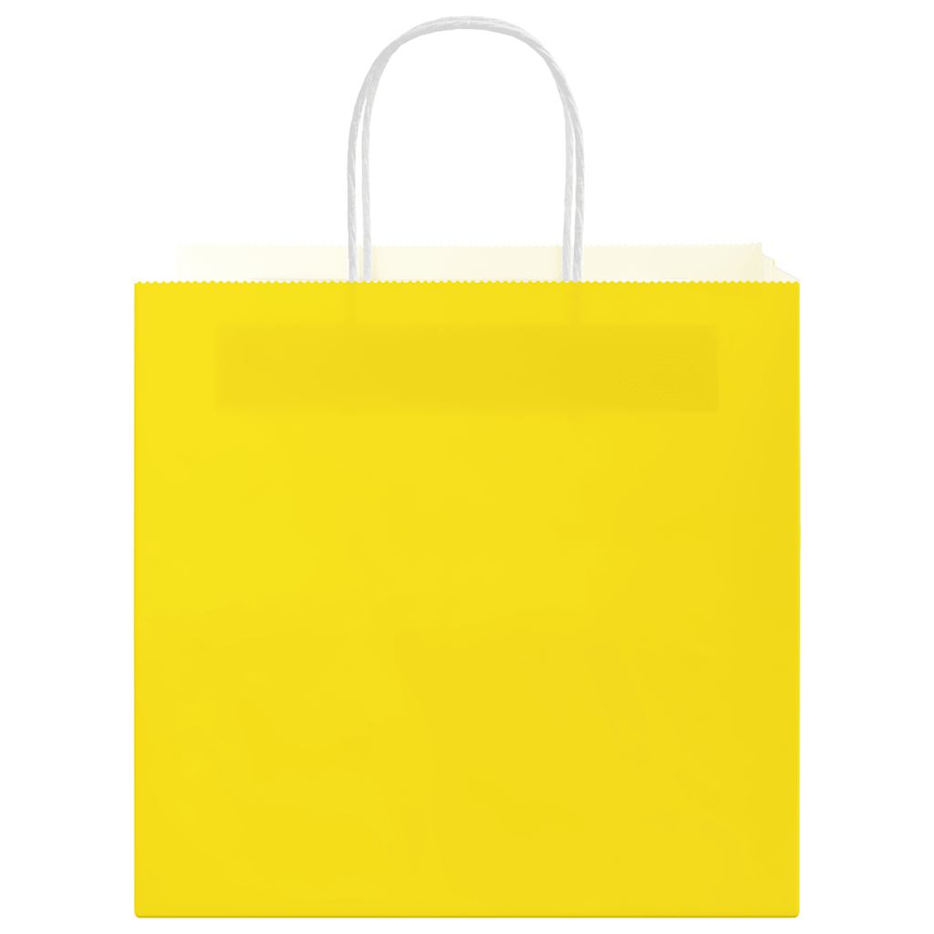 Sacchetti di Carta 250 pz con Manici Gialli 26x17x25 cm