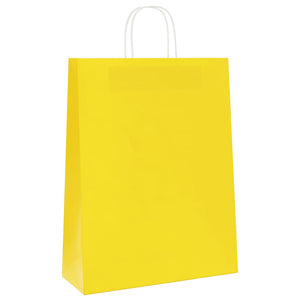 Sacchetti di Carta 250 pz con Manici Gialli 32x12x42 cm 4101788