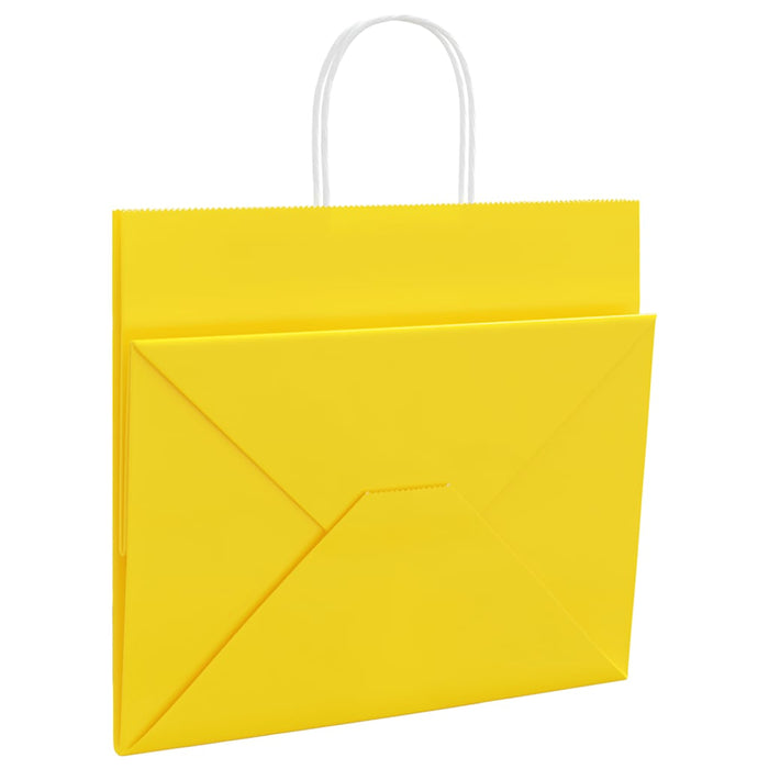 Sacchetti di Carta 250 pz con Manici Gialli 32x22x28 cm