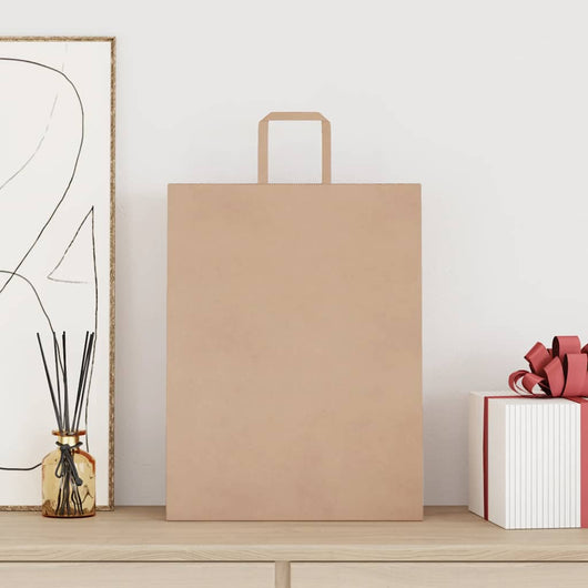 Sacchetti di Carta 50 pz con Manici Marrone 32x12x42 cm