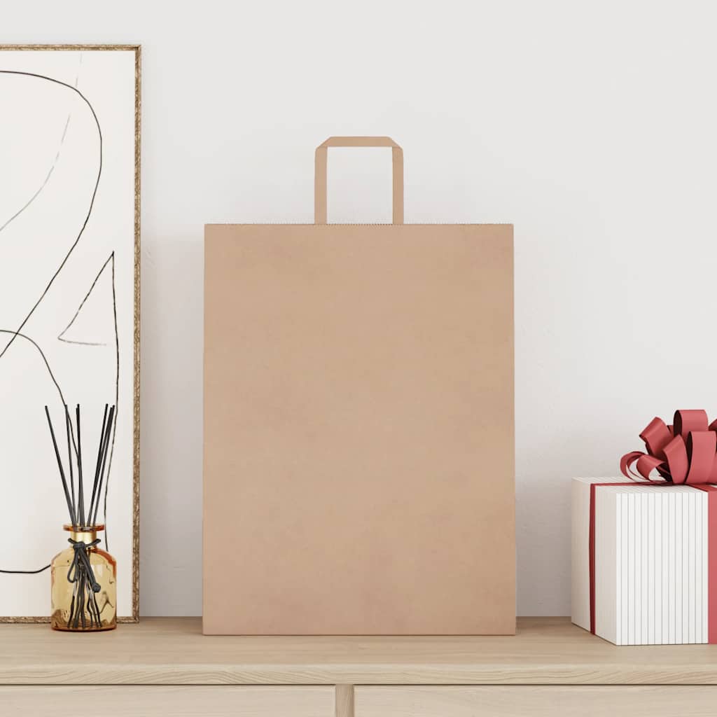 Sacchetti di Carta 50 pz con Manici Marrone 32x12x42 cm 4101802