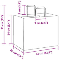 vidaXL Sacchetti di Carta 50 pz con Manici Marrone 32x22x24 cm