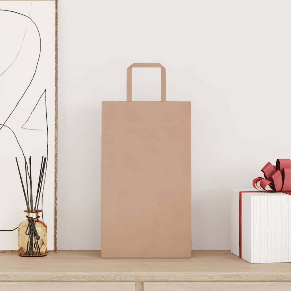 Sacchetti di Carta 250 pz con Manici Marrone 21x11x36 cm 4101813