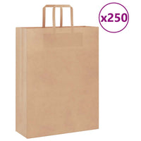 Sacchetti di Carta 250 pz con Manici Marrone 32x12x42 cm