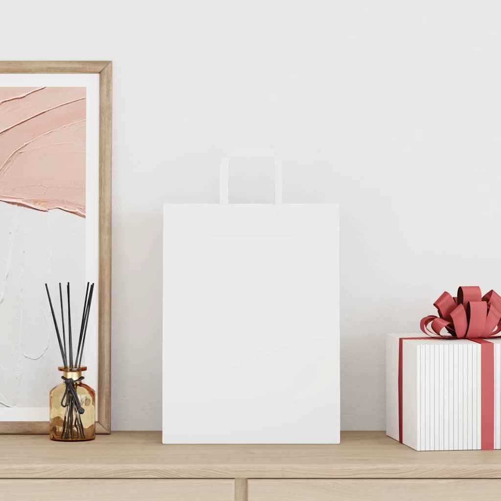 Sacchetti di Carta 50 pz con Manici Bianchi 26x12x35 cm