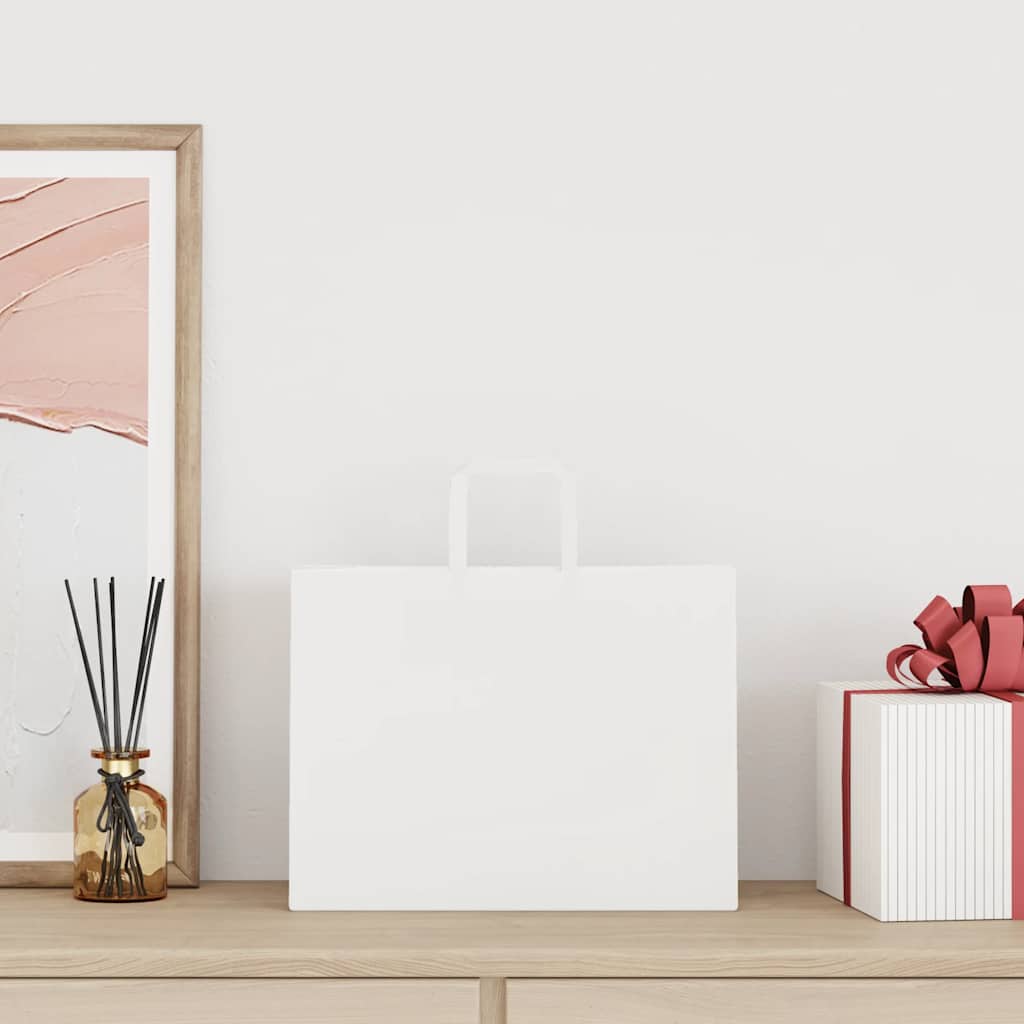 vidaXL Sacchetti di Carta 250 pz con Manici Bianchi 32x17x25 cm
