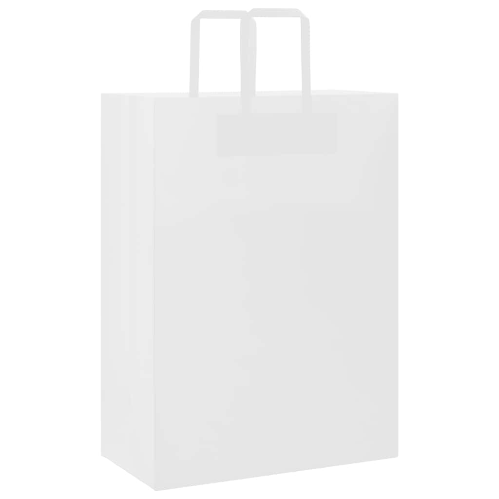 vidaXL Sacchetti di Carta 250 pz con Manici Bianchi 32x17x44 cm