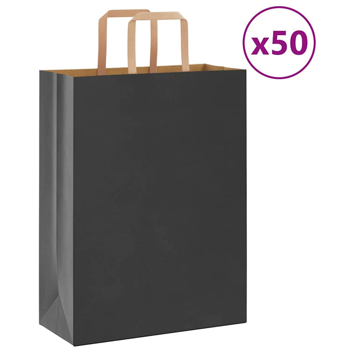Sacchetti di Carta 50 pz con Manici Neri 26x12x35 cm