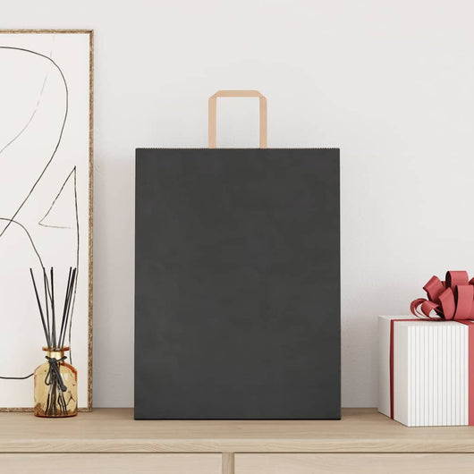 vidaXL Sacchetti di Carta 50 pz con Manici Neri 32x12x42 cm