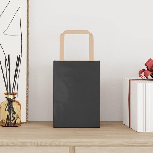 vidaXL Sacchetti di Carta 250 pz con Manici Neri 15x8x21 cm