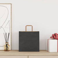 vidaXL Sacchetti di Carta 250 pz con Manici Neri 26x17x25 cm
