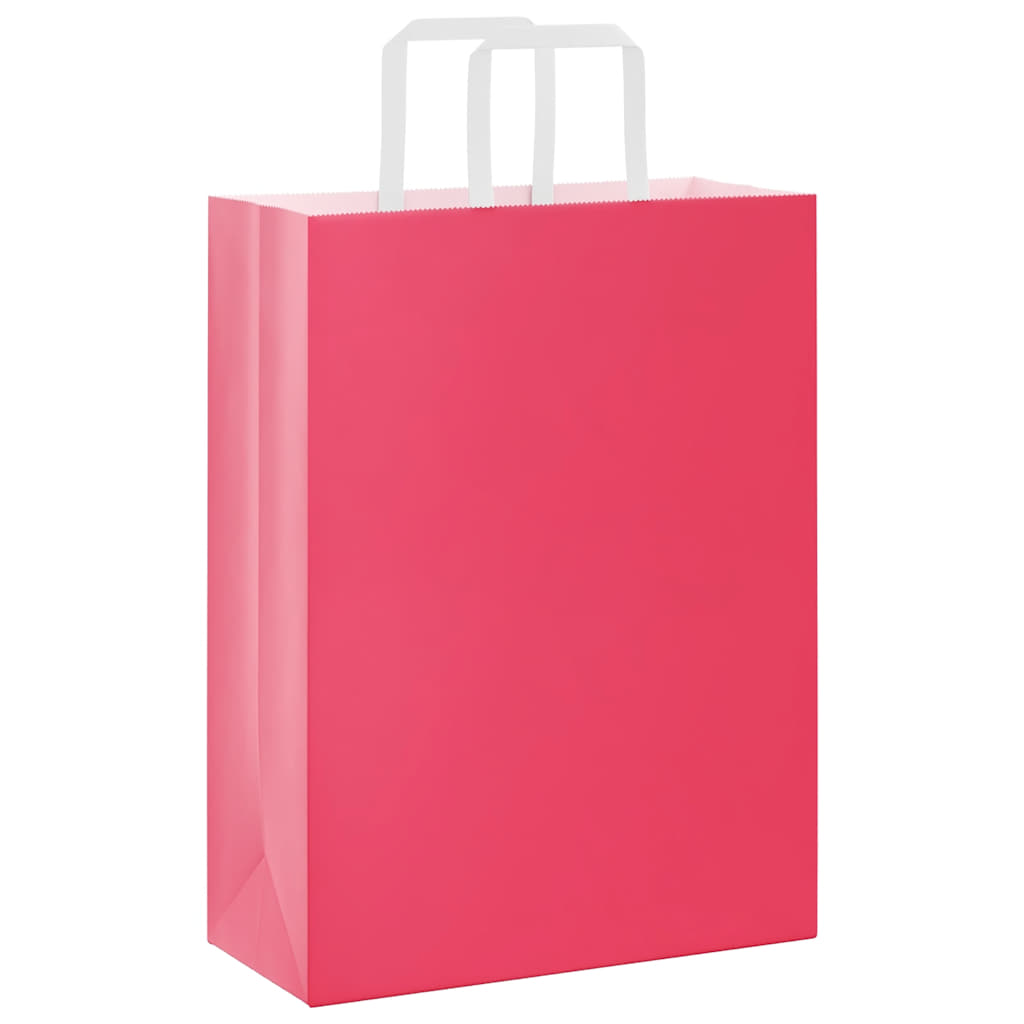 vidaXL Sacchetti di Carta 50 pz con Manici Rosa 26x12x35 cm