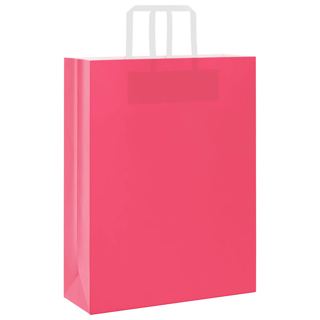 vidaXL Sacchetti di Carta 50 pz con Manici Rosa 32x12x42 cm