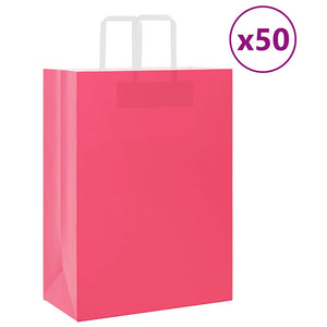 Sacchetti di Carta 50 pz con Manici Rosa 32x17x44 cm