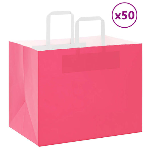 Sacchetti di Carta 50 pz con Manici Rosa 32x22x24 cm