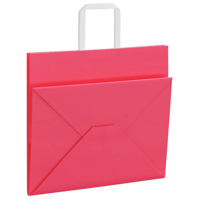 vidaXL Sacchetti di Carta 50 pz con Manici Rosa 32x22x28 cm