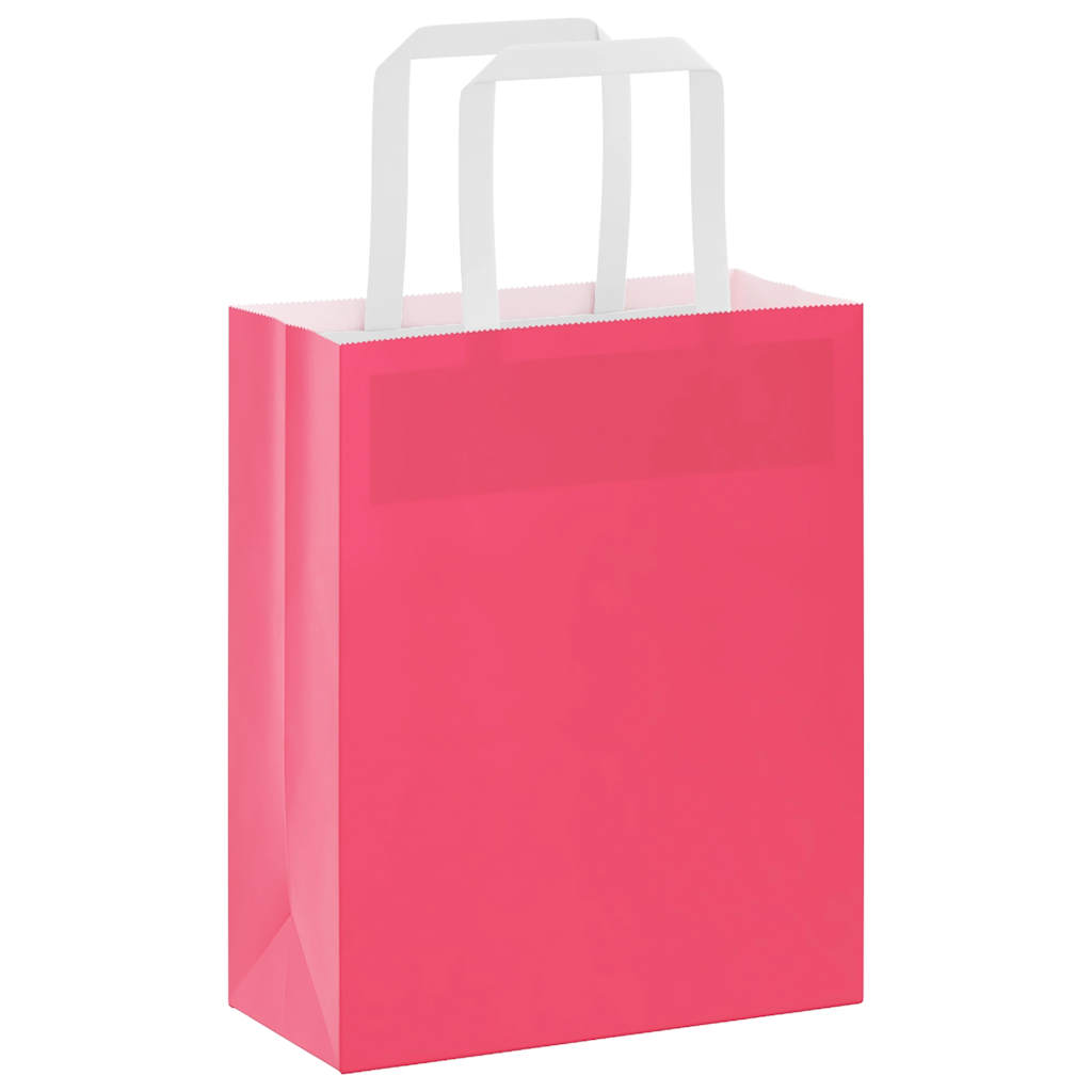 Sacchetti di Carta 250 pz con Manici Rosa 18x8x22 cm 4101894