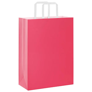 vidaXL Sacchetti di Carta 250 pz con Manici Rosa 26x12x35 cm