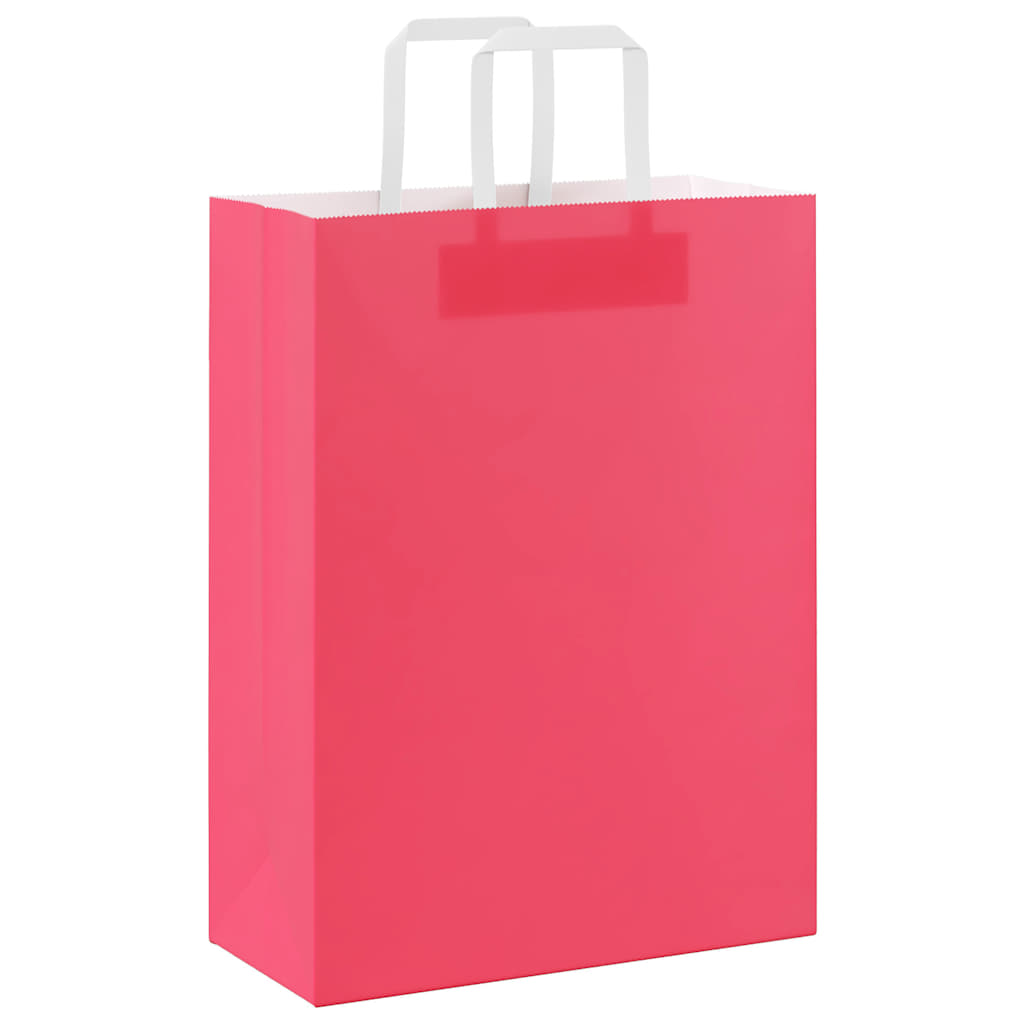vidaXL Sacchetti di Carta 250 pz con Manici Rosa 26x12x35 cm