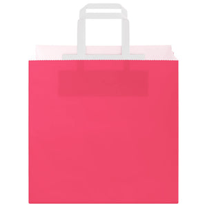 vidaXL Sacchetti di Carta 250 pz con Manici Rosa 26x17x25 cm