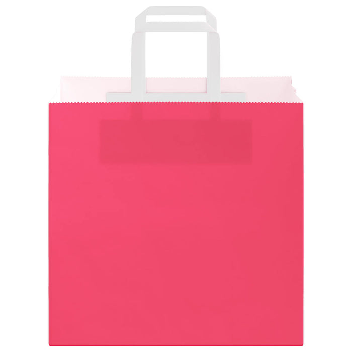 vidaXL Sacchetti di Carta 250 pz con Manici Rosa 26x17x25 cm