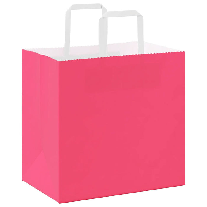 vidaXL Sacchetti di Carta 250 pz con Manici Rosa 26x17x25 cm