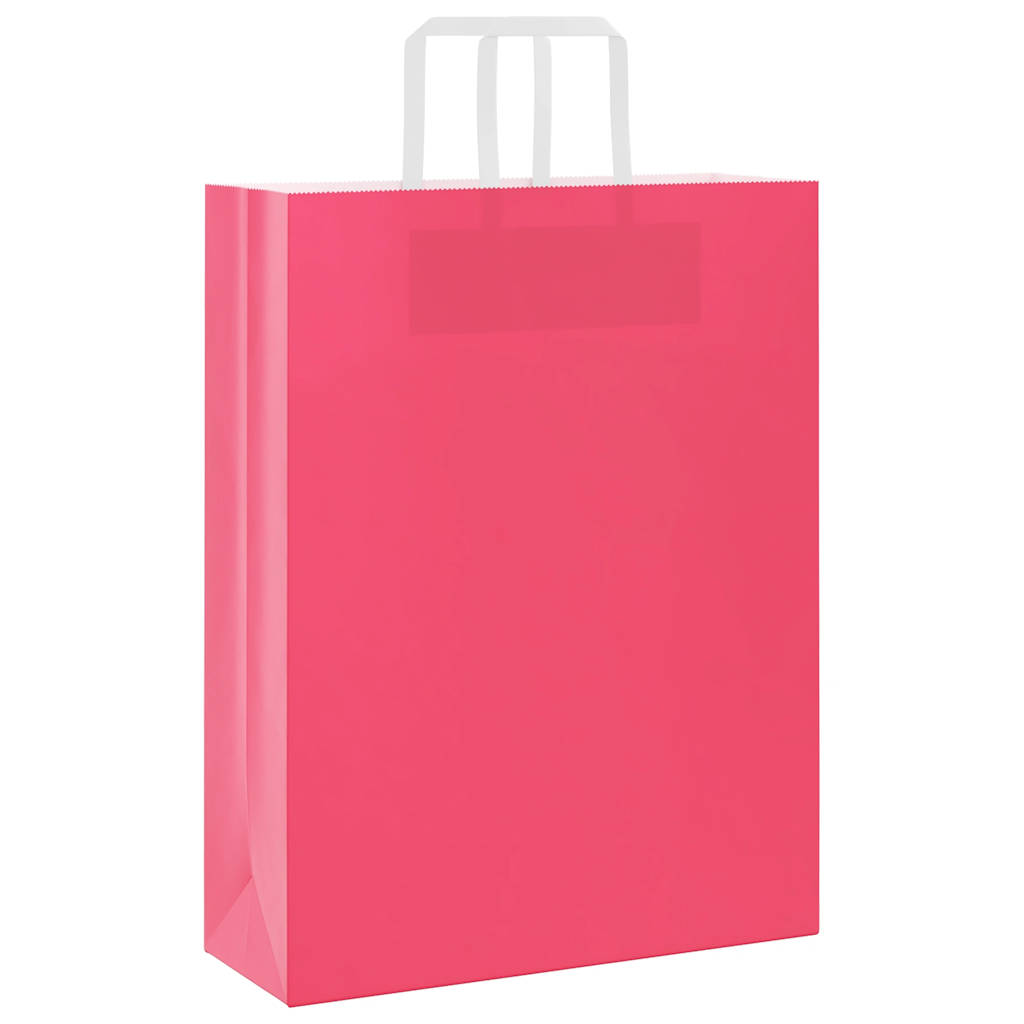 vidaXL Sacchetti di Carta 250 pz con Manici Rosa 32x12x42 cm