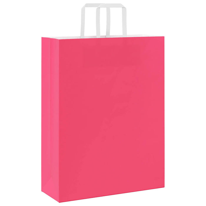 vidaXL Sacchetti di Carta 250 pz con Manici Rosa 32x12x42 cm