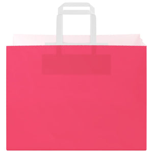 vidaXL Sacchetti di Carta 250 pz con Manici Rosa 32x17x25 cm