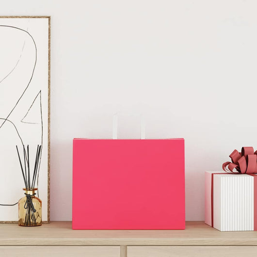 Sacchetti di Carta 250 pz con Manici Rosa 32x22x24 cm 4101903