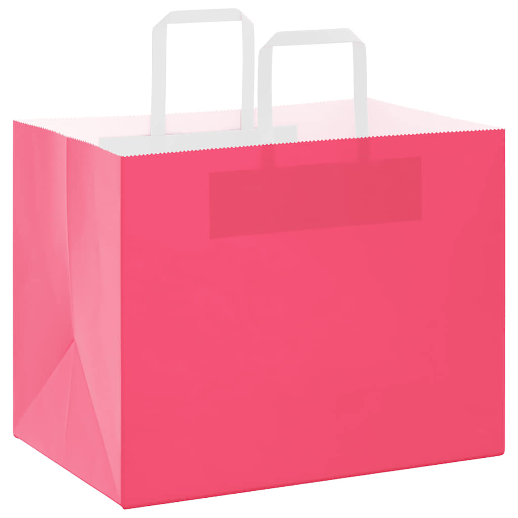 vidaXL Sacchetti di Carta 250 pz con Manici Rosa 32x22x24 cm