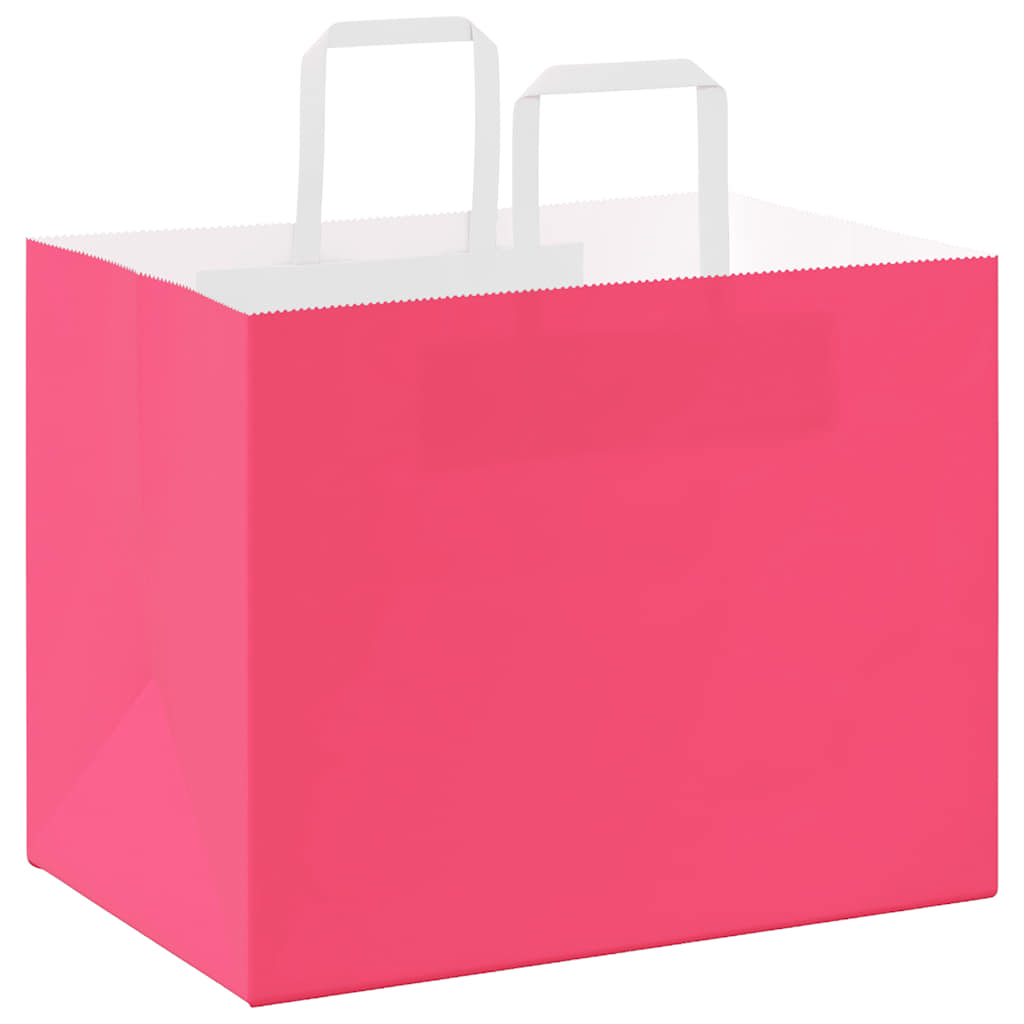 vidaXL Sacchetti di Carta 250 pz con Manici Rosa 32x22x24 cm