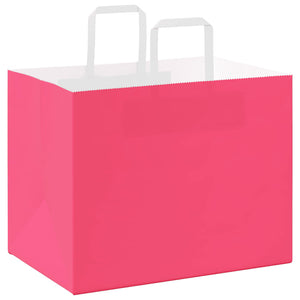 vidaXL Sacchetti di Carta 250 pz con Manici Rosa 32x22x24 cm