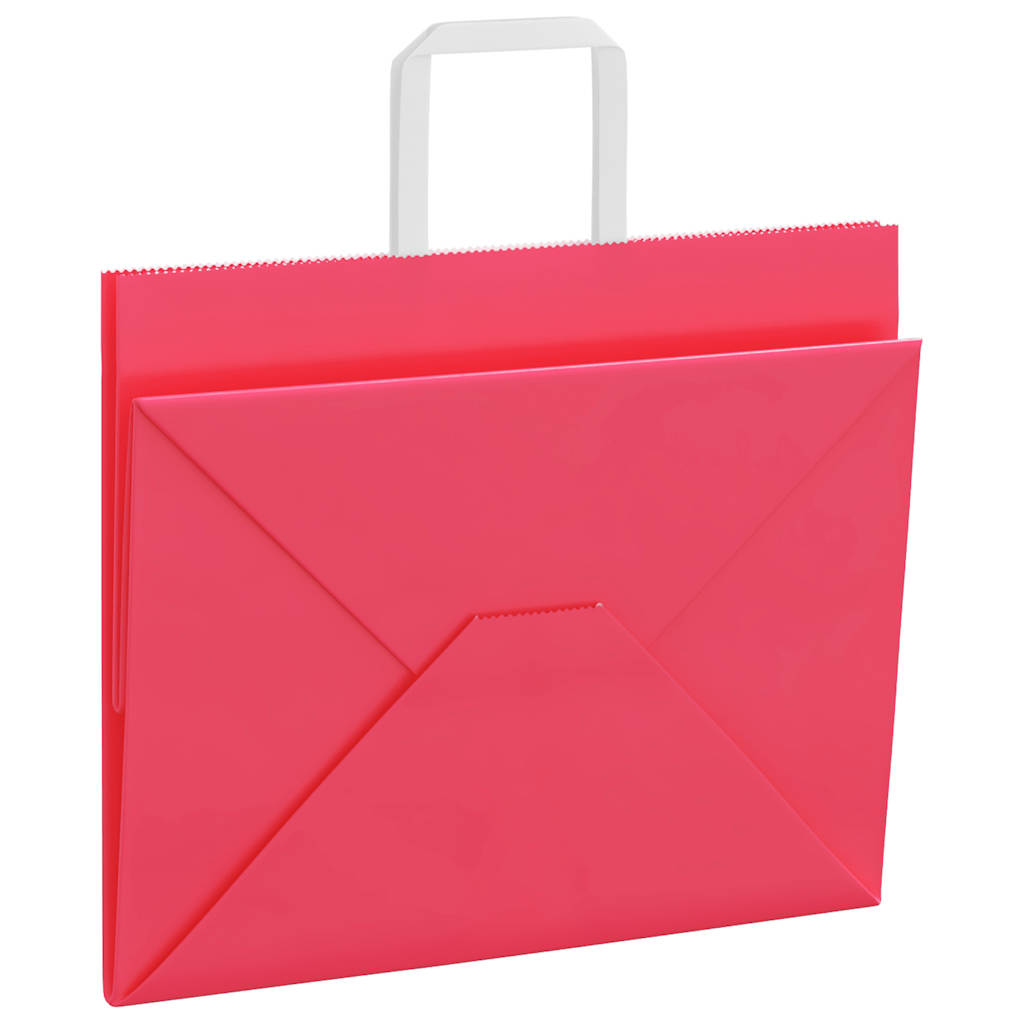 vidaXL Sacchetti di Carta 250 pz con Manici Rosa 32x22x24 cm