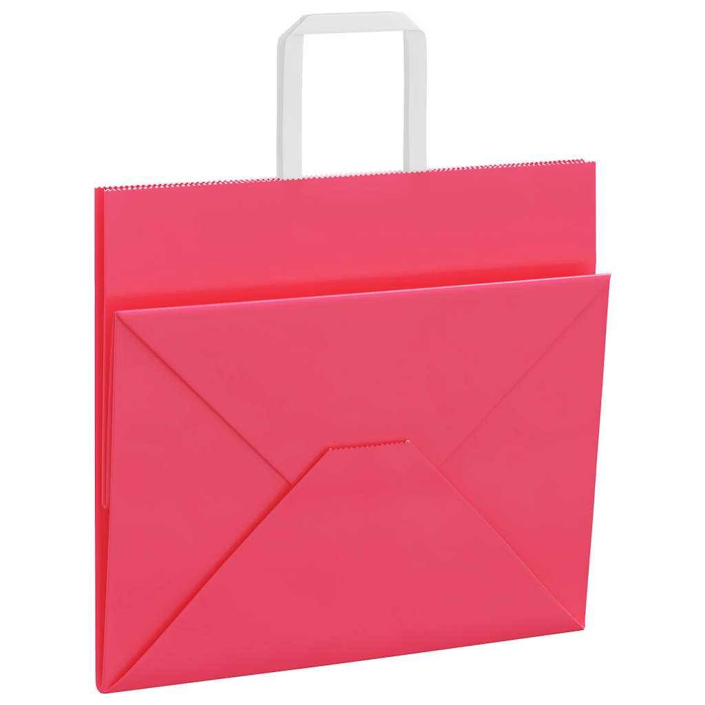 Sacchetti di Carta 250 pz con Manici Rosa 32x22x28 cm