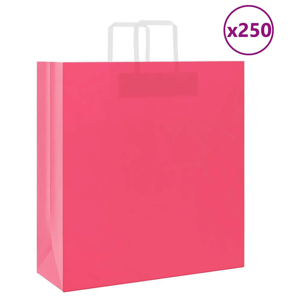 Sacchetti di Carta 250 pz con Manici Rosa 45x17x48 cm